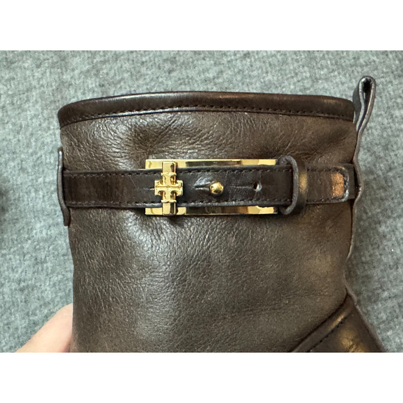 Tory Burch Primrose Boots Brown Leather Faux Fur Zip Up - Womens 8 - Picture 5 of 13